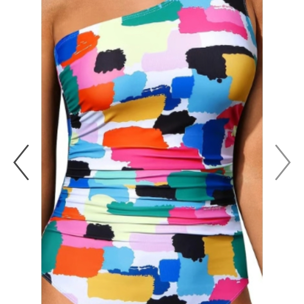 Vibrant Multicolor Women's One Shoulder Swimsuit